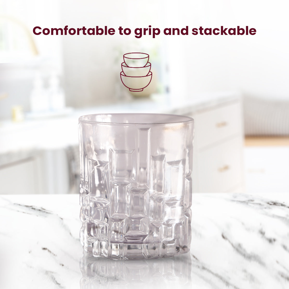 Embossed Ice Block Glass (6pc Set) – CROCK Hi Luxe Brick Whisky Tumbler