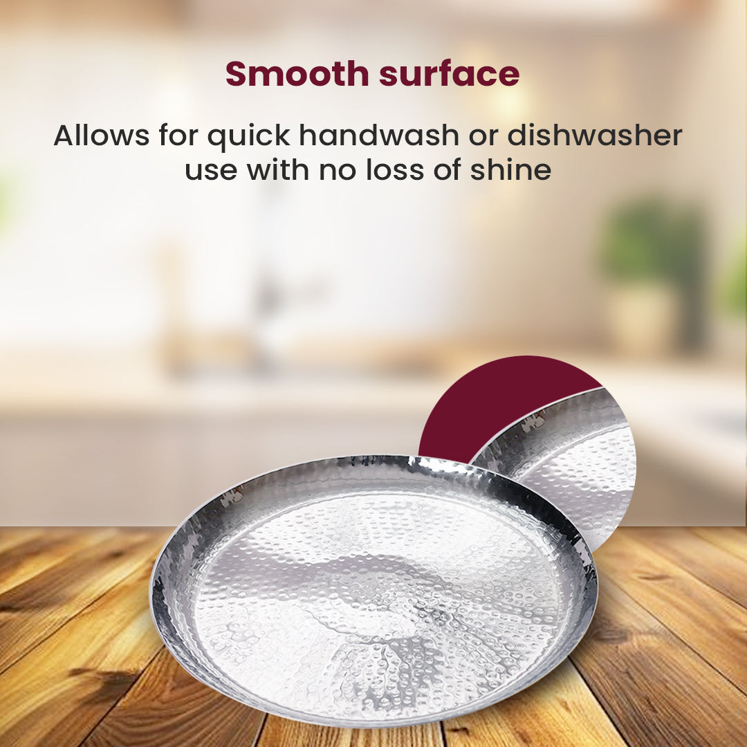 Premium Hammered Stainless Steel Plate – Elegant, Rustproof & Multi-Use Serving Dish
