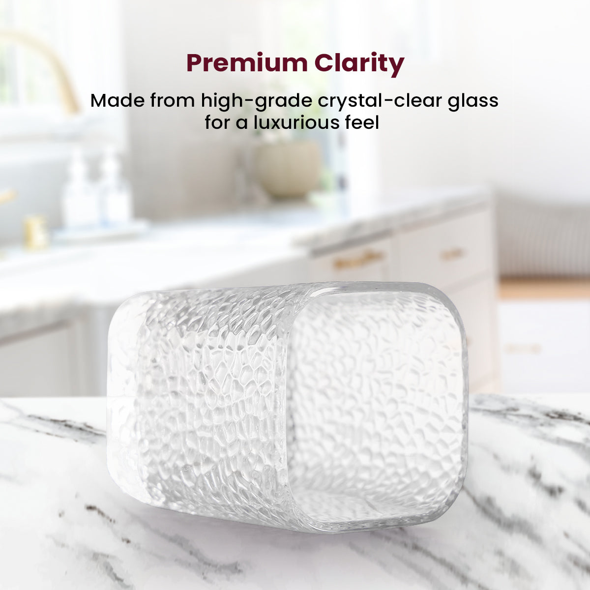 Hammered Square Smokey Juice Glass (6pc set) – Minimalist Form Meets Textured Elegance