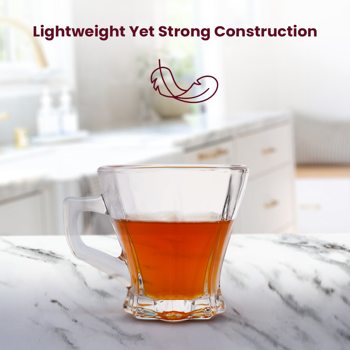 Premium Clear Glass Cup with Handle – 8×8×8.5 cm – Versatile Beverage Mug
