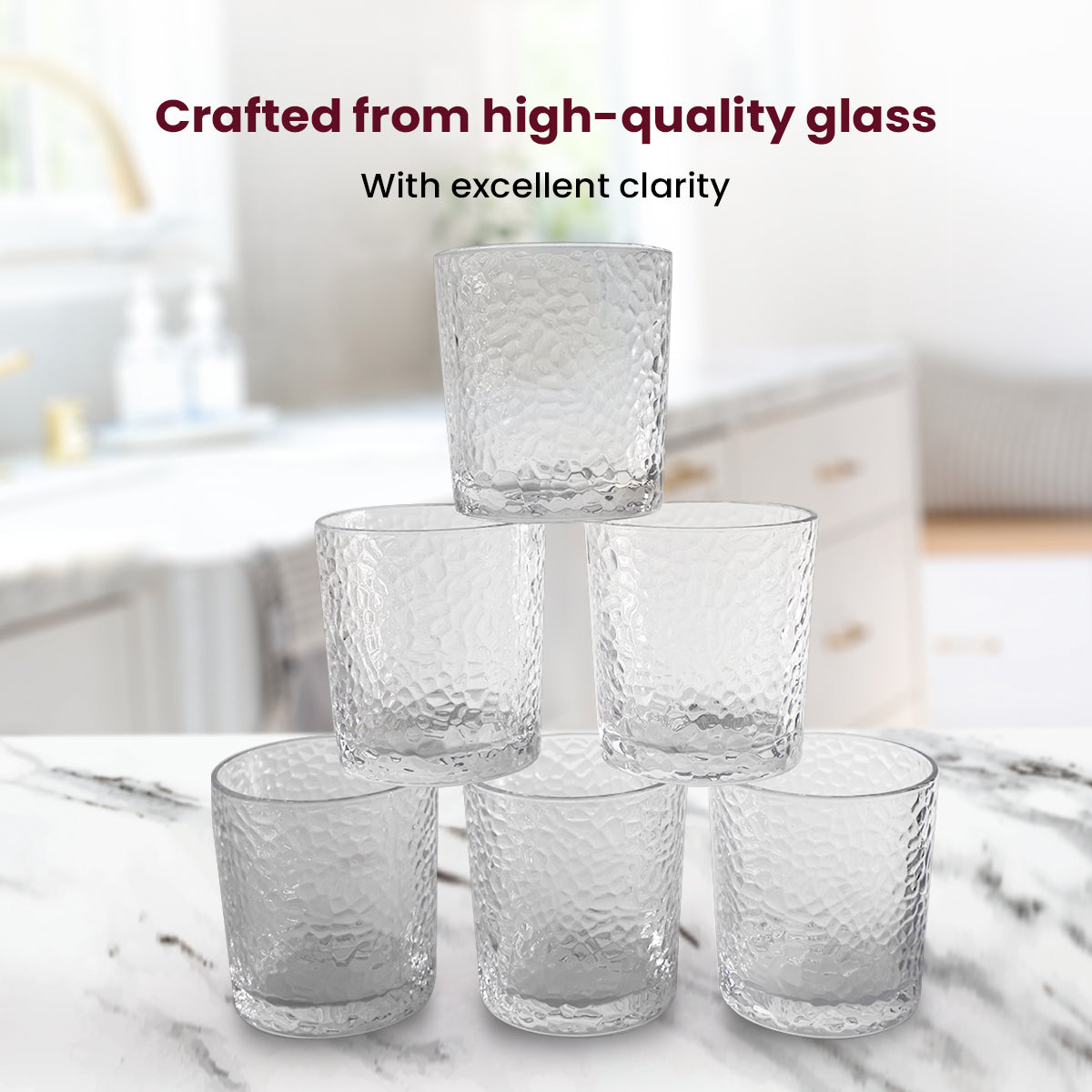 Hammered Texture Glass Tumblers | Stylish & Sturdy Drinkware
