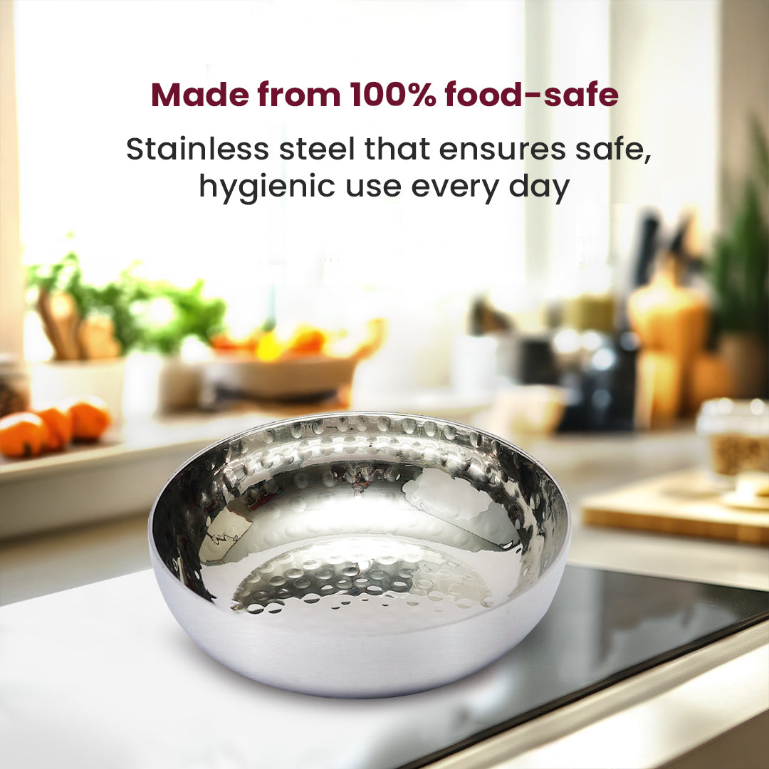 Stainless Steel Halwa Plate – Food-Grade, Rust-Free Flat Bowl for Halwa, salads, fruits, Snacks & Desserts
