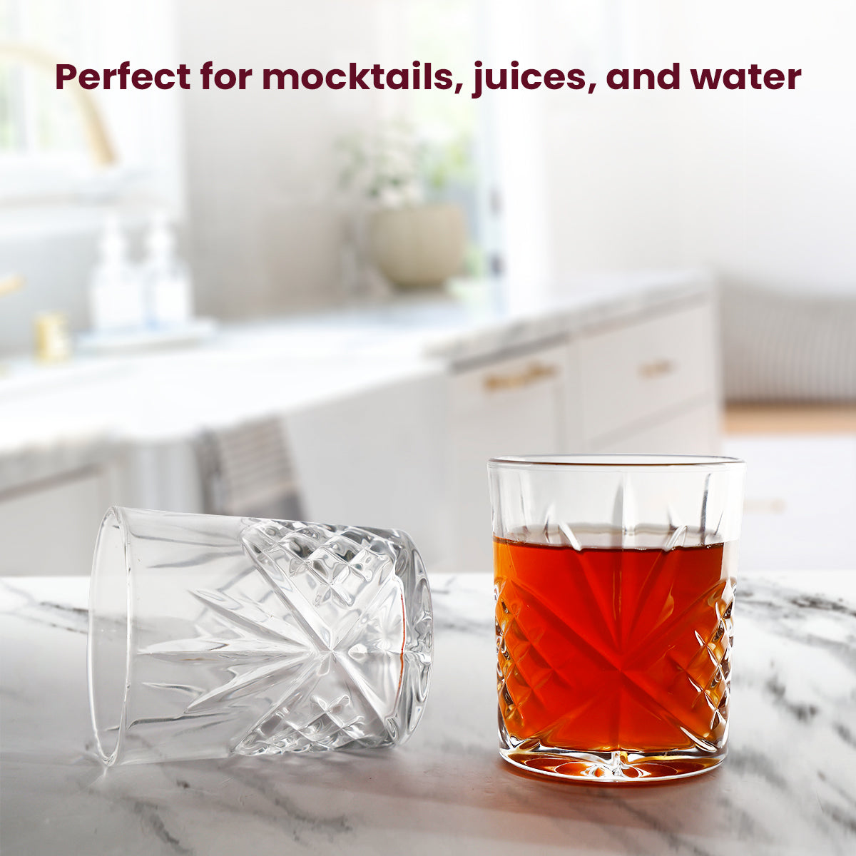 Elegant Cut Glass Tumbler – 8.5×8.5×10 cm Premium Drinking Glass for Whiskey, Cocktails & Beverages