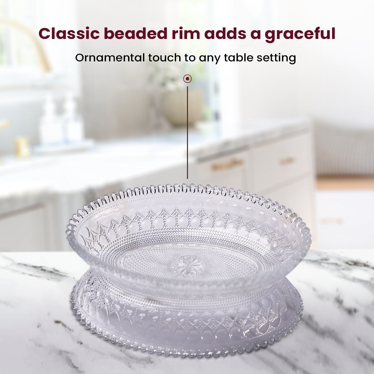 Pressed Glass Dessert Plates – Elegant. Intricate. Timeless. (KARBON PLATE KRS 7201)