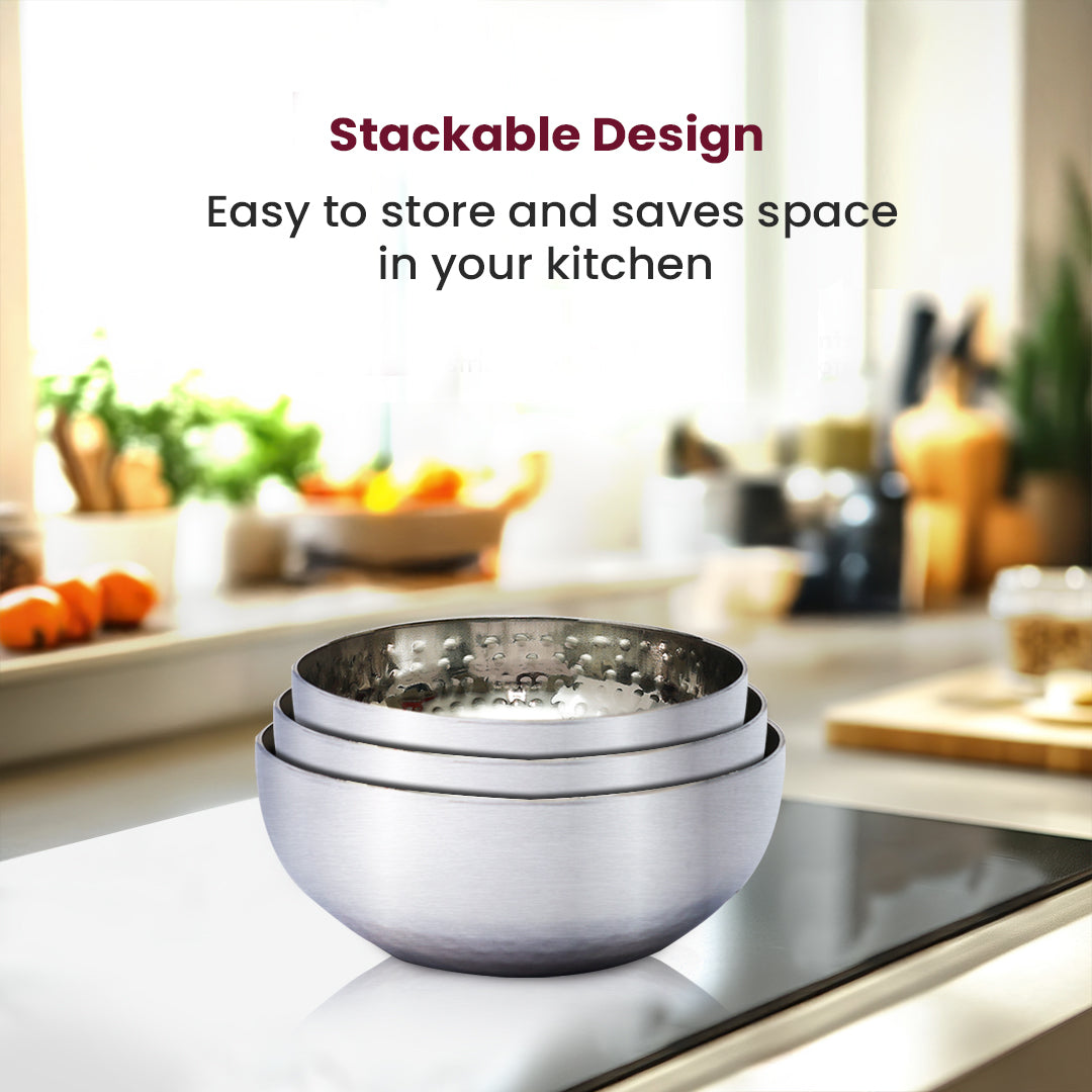 Hammered Stainless Steel Wati – Premium Food-Grade Serving Bowl for Daily Dining