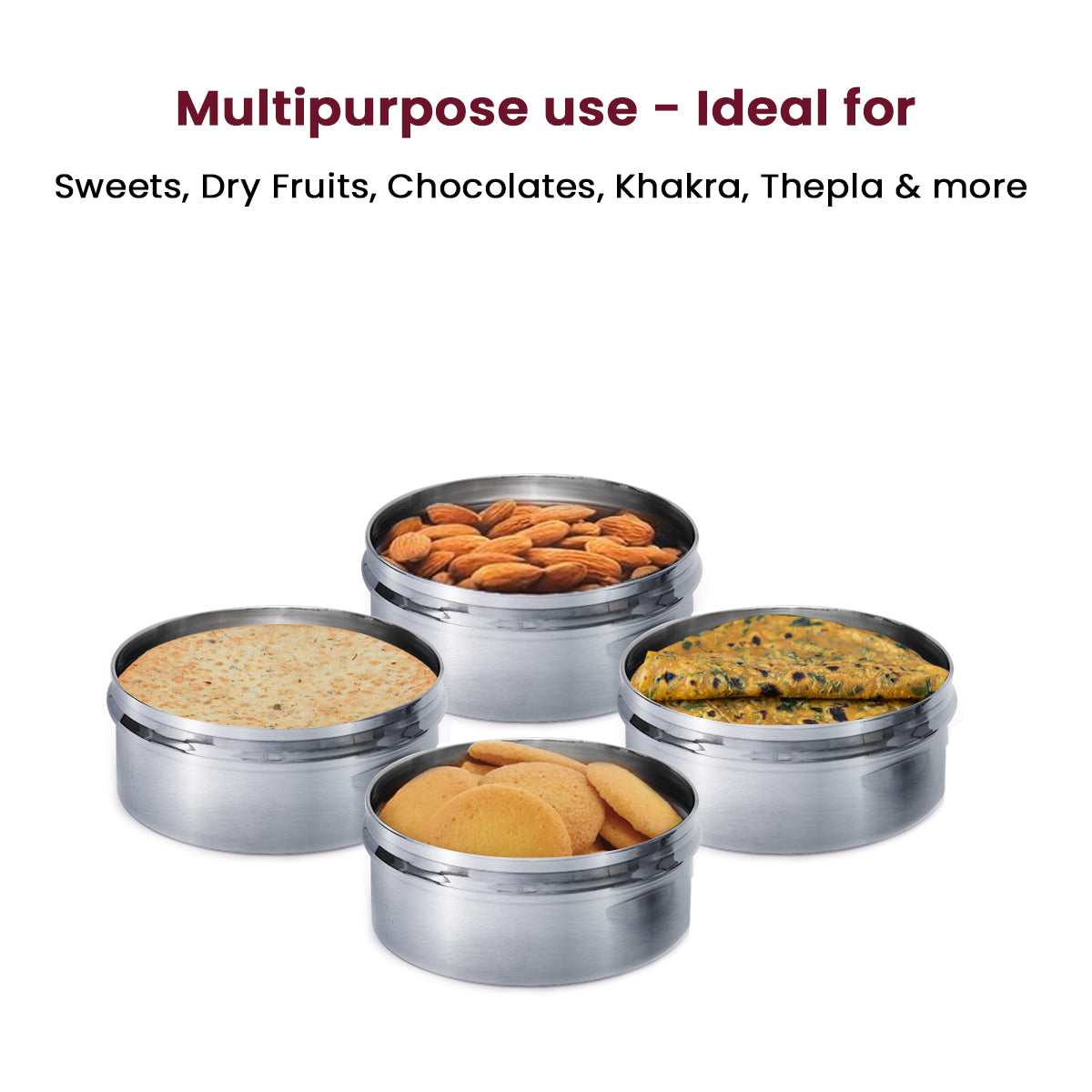 Sleek & Flat Steel CHOCOLATE Dabba – Compact Food-Grade Storage for Puris, Snacks & Chocolates
