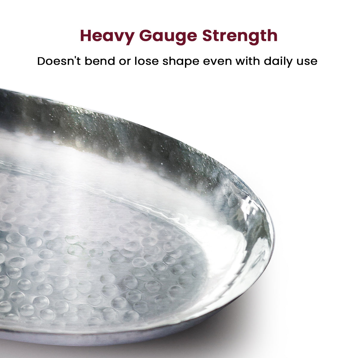 Premium Hammered Stainless Steel Oval Plate – Elegant Serveware for Rice, Snacks & Starters