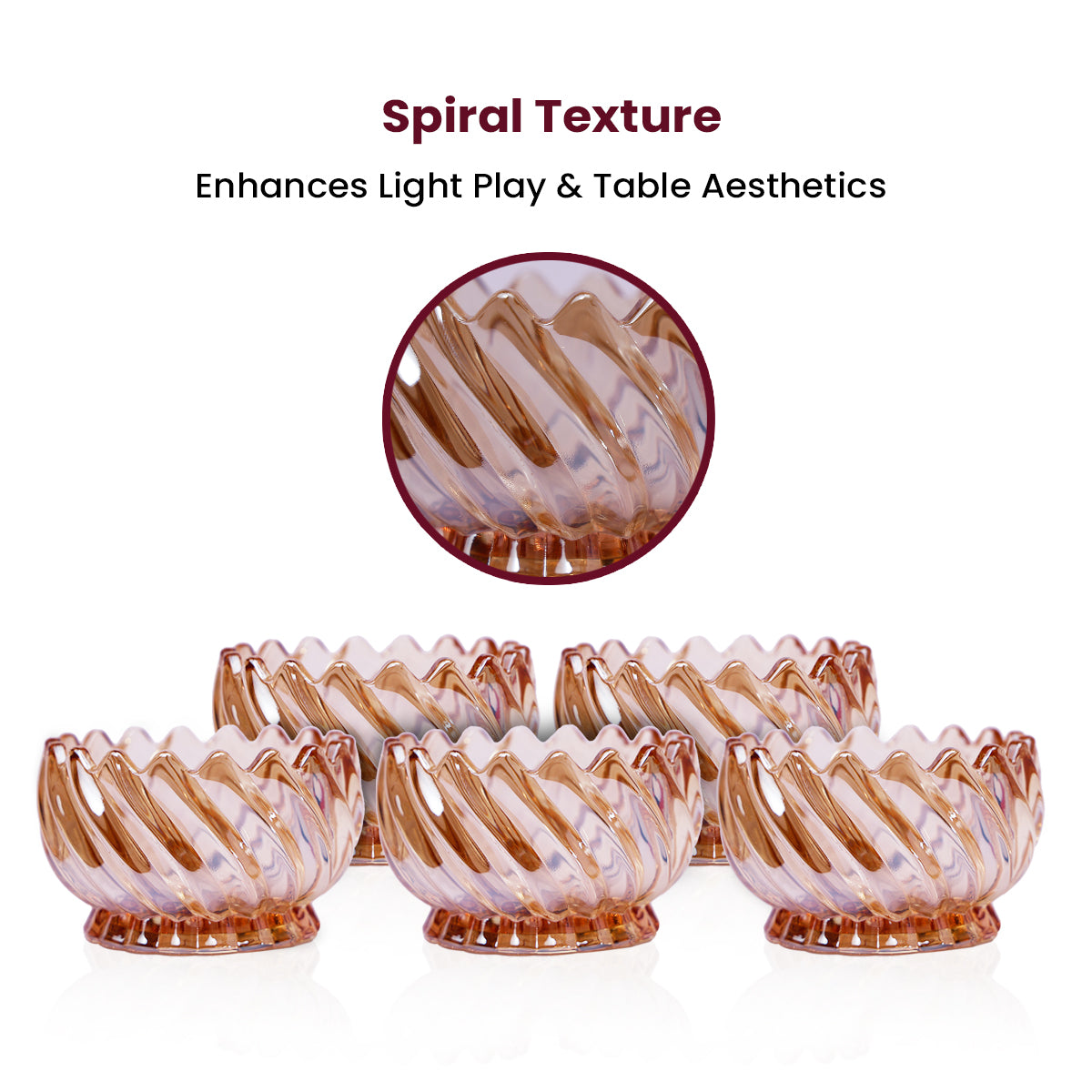 Golden Spiral Glass Dessert Bowl – Elegant Swirl Design for Modern Homes