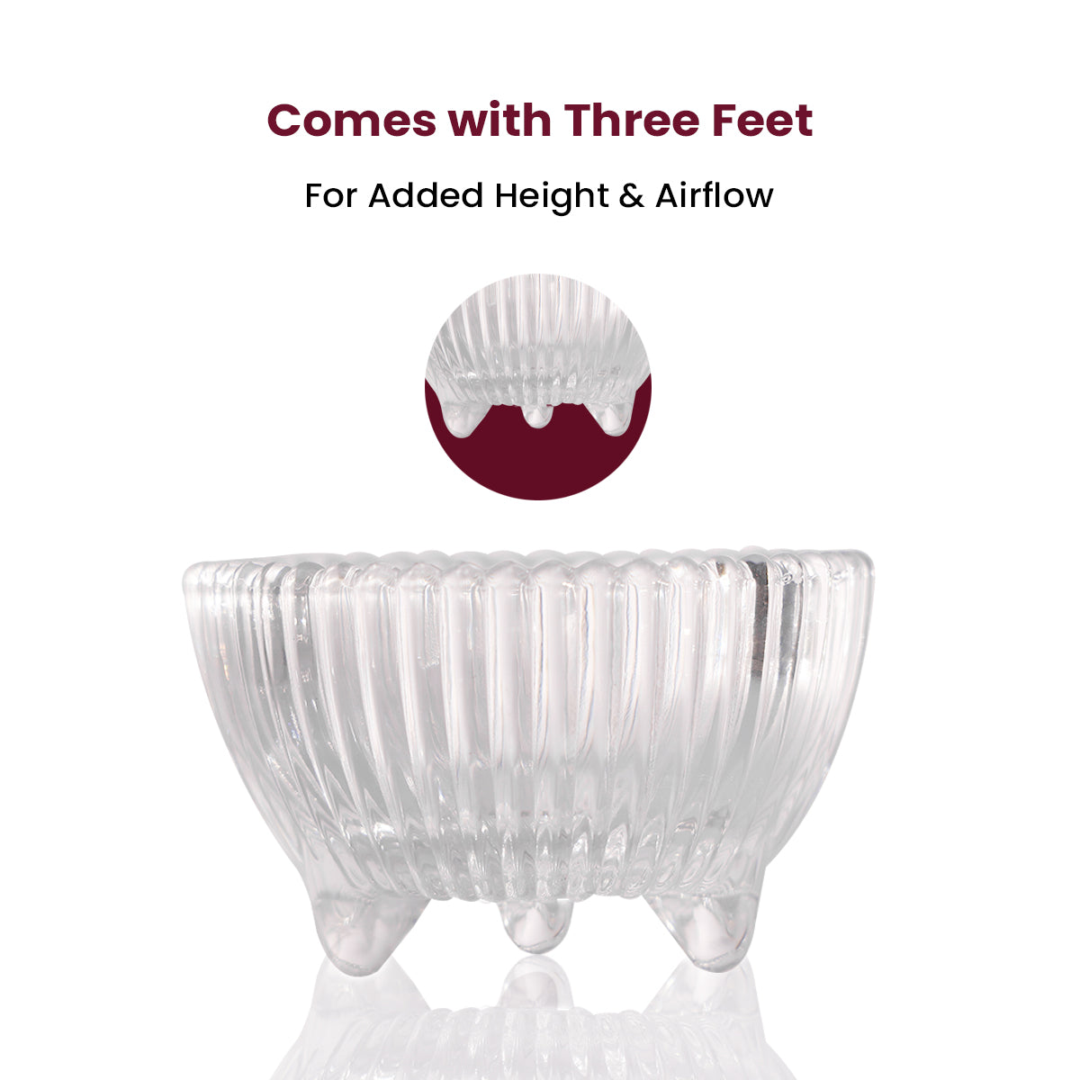 Elegant Ribbed Glass Bowls – 6pc of Set | Clear Serving Bowls with Feet