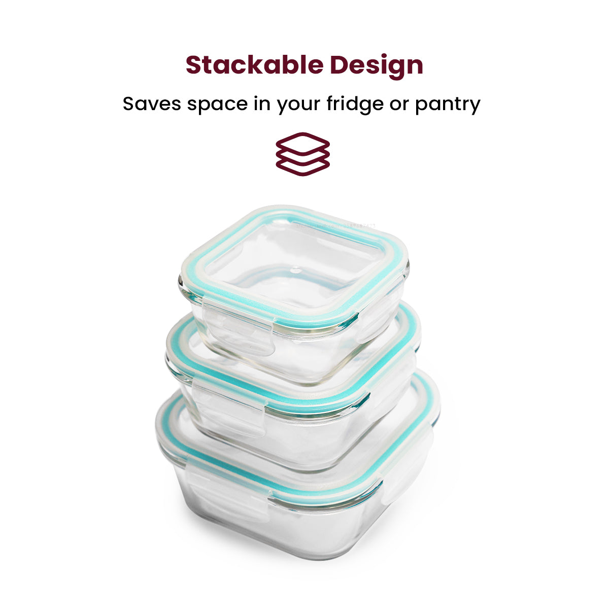 Square Glass Storage Container with Airtight Lid