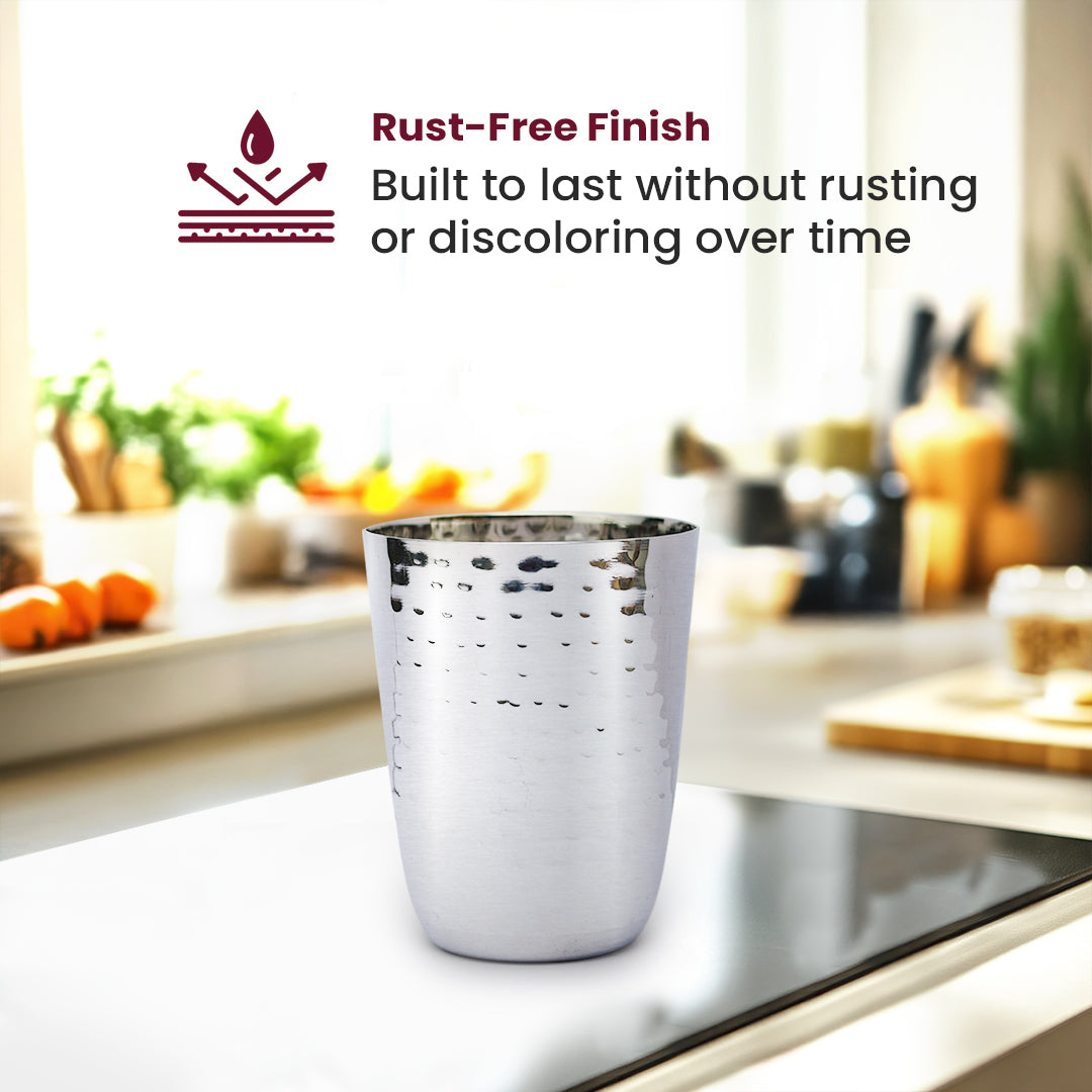 Premium Hammered Stainless Steel Glass – Elegant, Durable & Rust-Free Drinkware