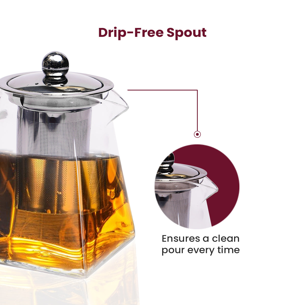 Hoyya Premium Glass Kettle with Stainless Steel Infuser – Elegant Tea Pot for Loose Leaf Brewing