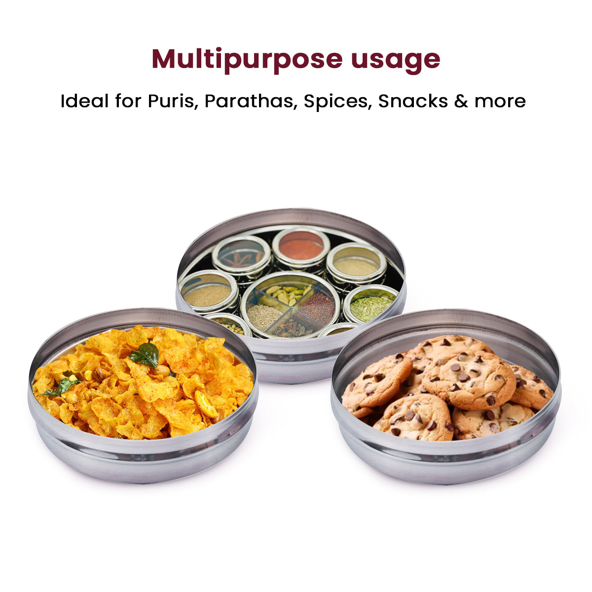 Deep Stainless Steel Storage Dabba – Heavy Gauge Food Container for Grains, Snacks & More