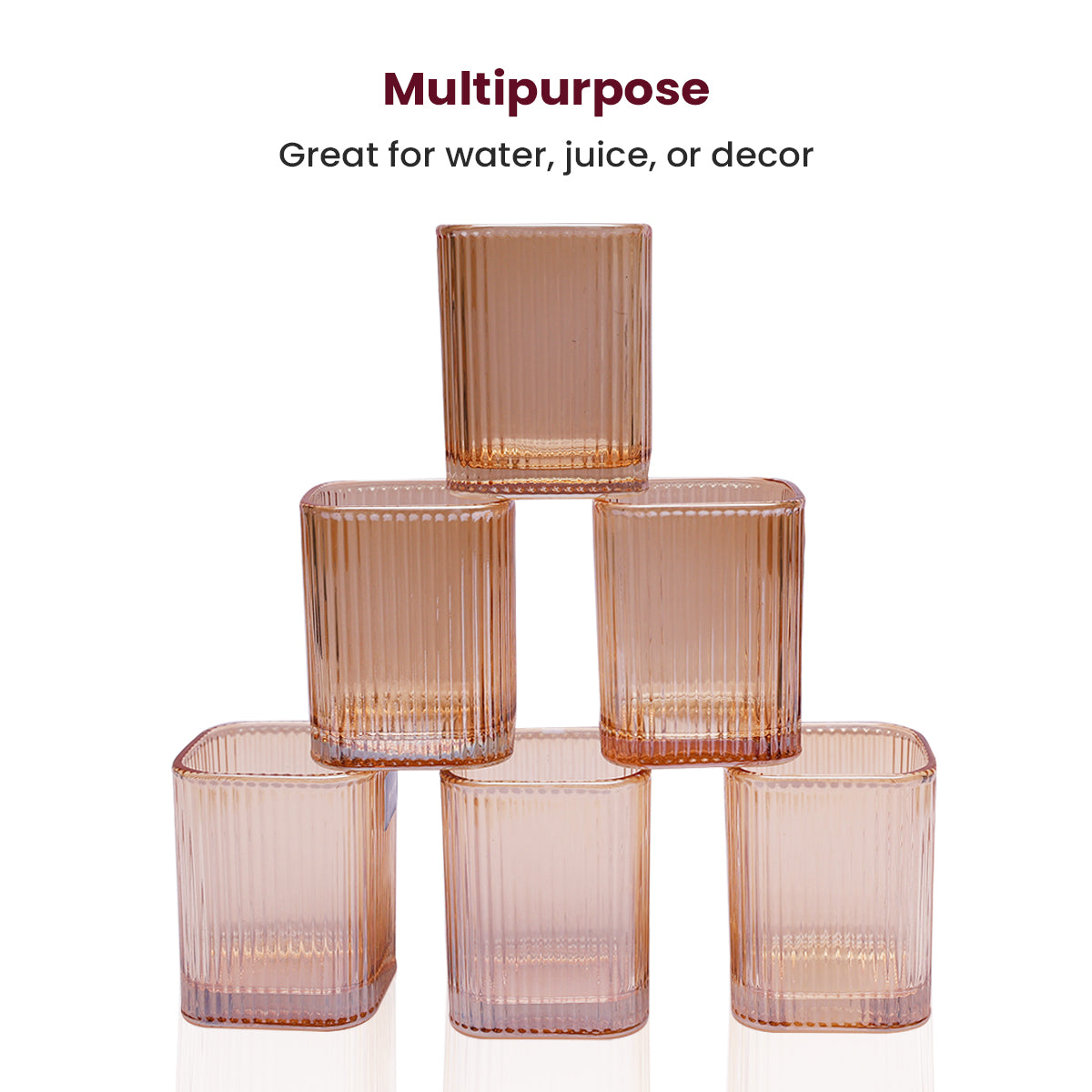 Amber Ribbed Glass Tumblers | Retro Charm in Modern Design