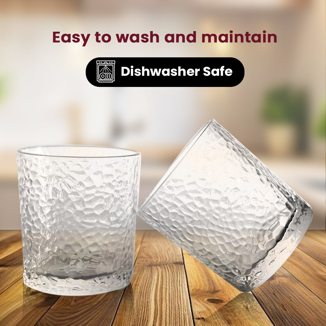 Hammered Texture Glass Tumblers | Stylish & Sturdy Drinkware