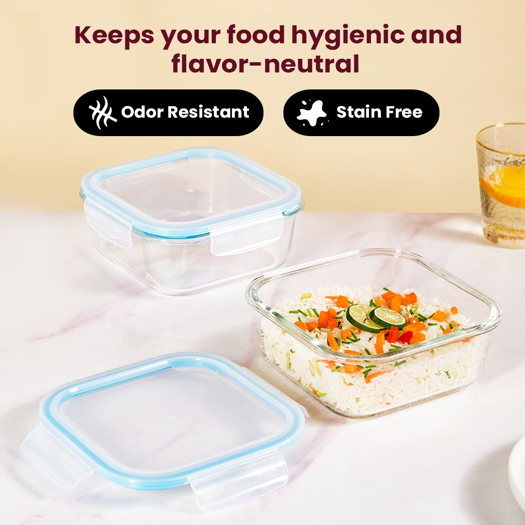 Square Glass Storage Container with Airtight Lid