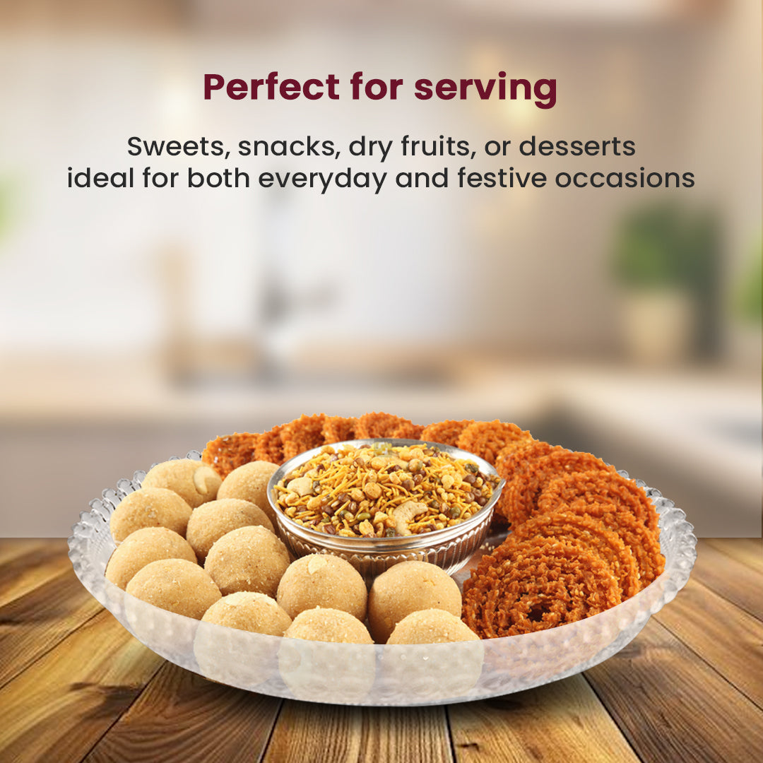 Pressed Glass Dessert Plates – Elegant. Intricate. Timeless. (KARBON PLATE KRS 7201)