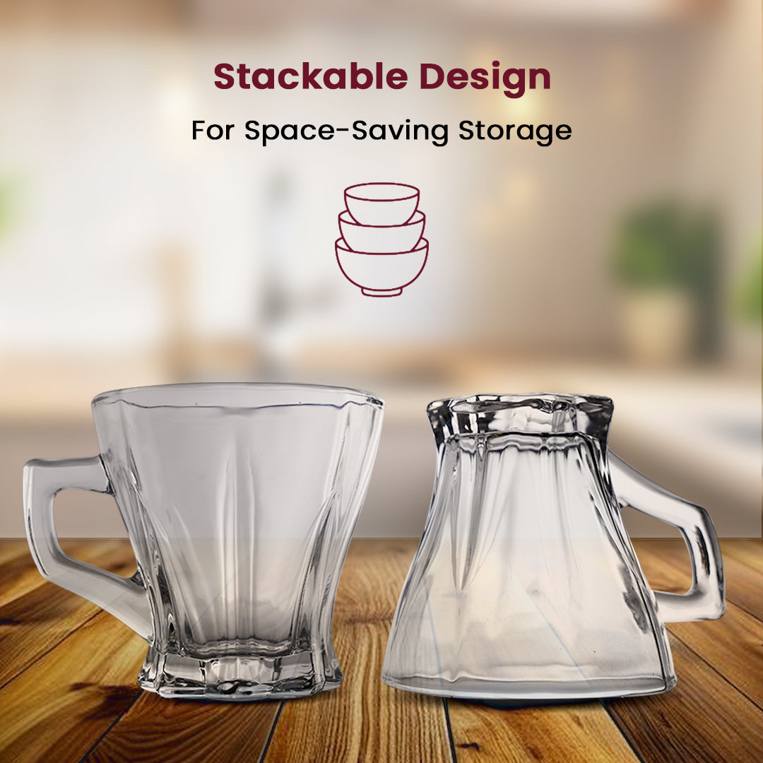 Premium Clear Glass Cup with Handle – 8×8×8.5 cm – Versatile Beverage Mug
