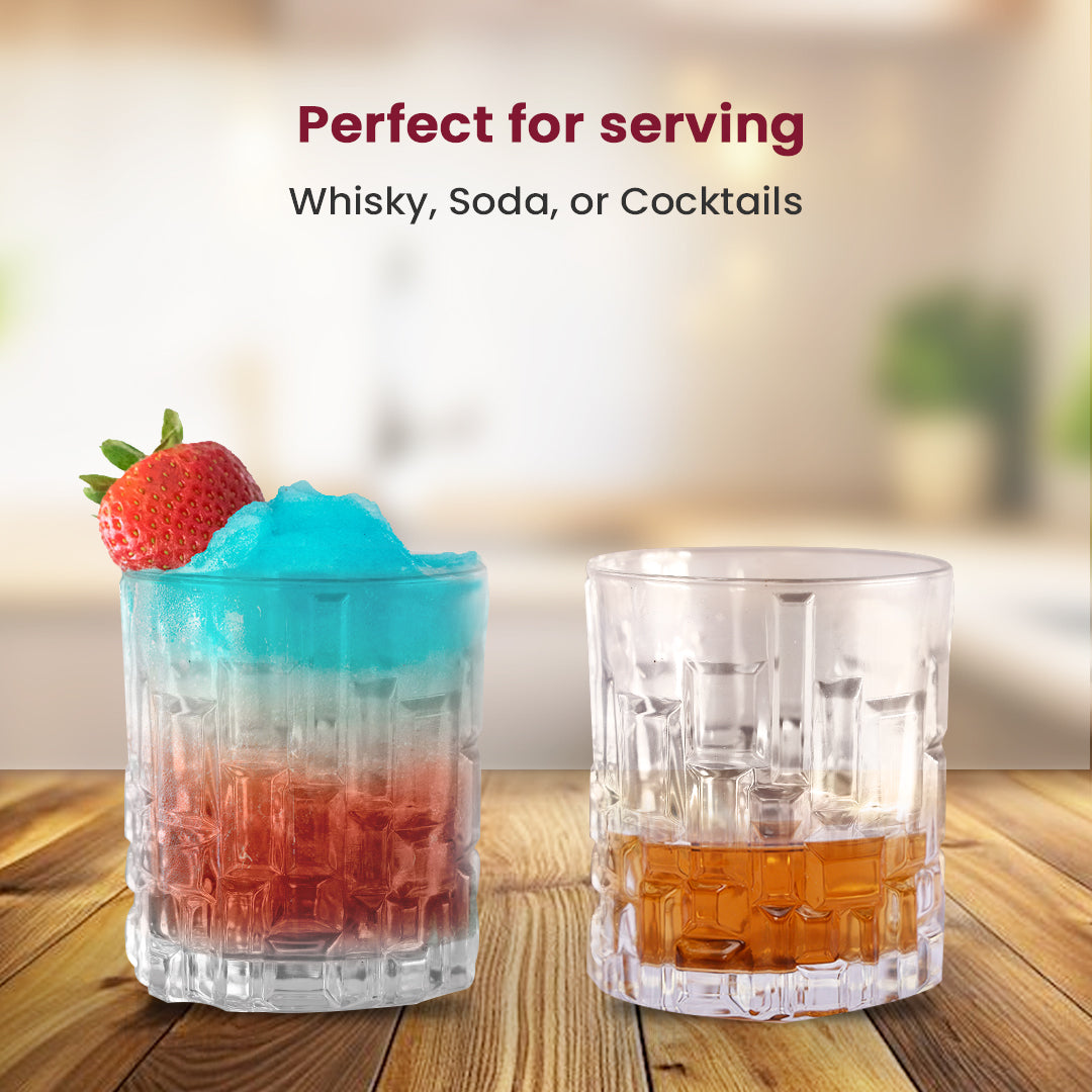 Embossed Ice Block Glass (6pc Set) – CROCK Hi Luxe Brick Whisky Tumbler