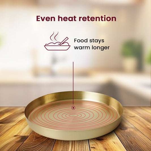 Pure Kansa Bronze Thali – Premium Dinner Plate for Healthy & Balanced Eating, Handcrafted & Durable