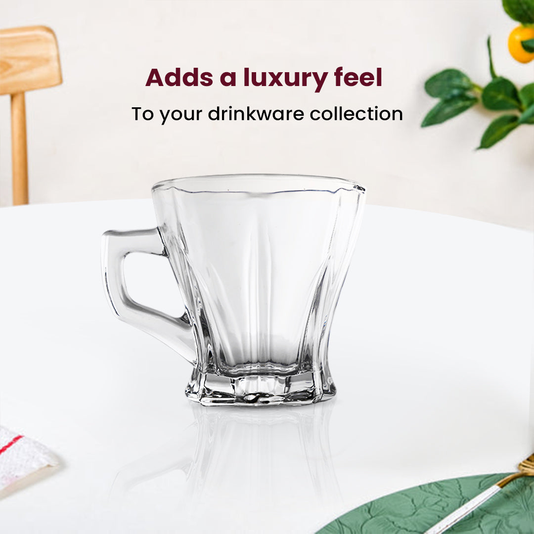 Premium Clear Glass Cup with Handle – 8×8×8.5 cm – Versatile Beverage Mug
