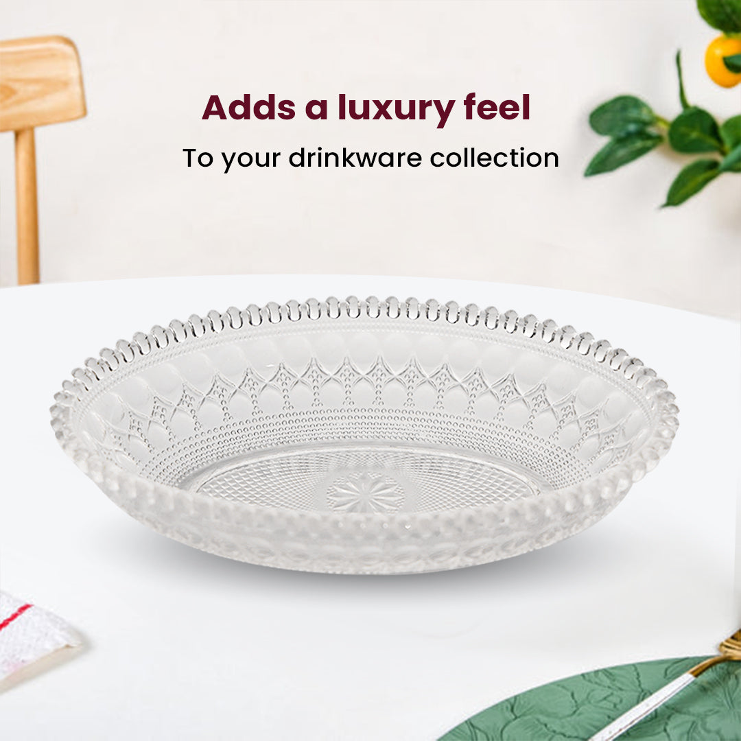 Pressed Glass Dessert Plates – Elegant. Intricate. Timeless. (KARBON PLATE KRS 7201)