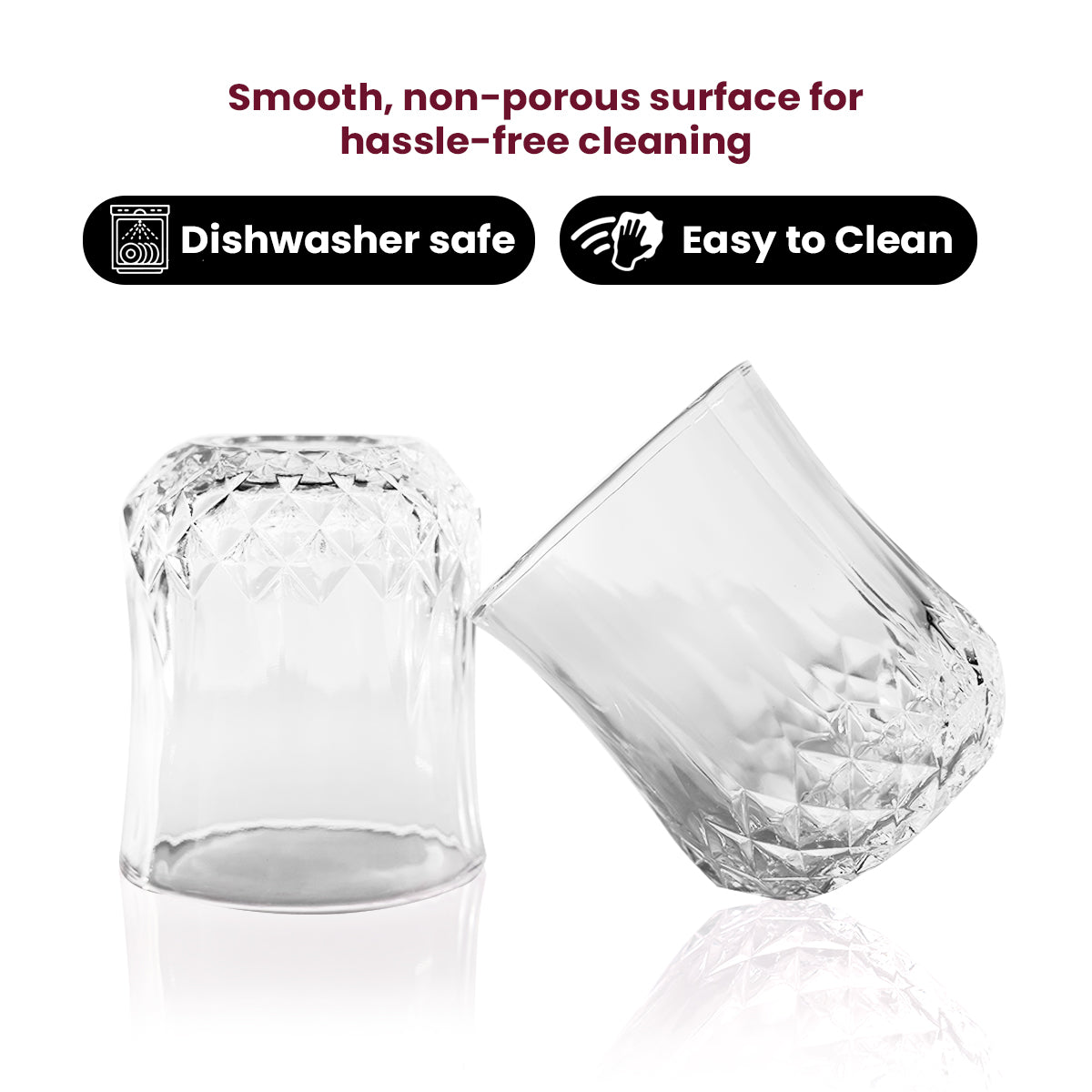 Diamond-Cut Curved Glass (Set of 6) – Where Art Meets Everyday Elegance
