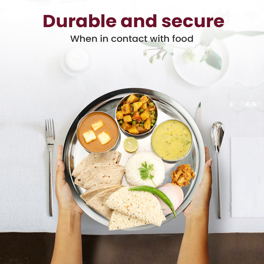 Stainless Steel Plate - Premium Quality Round Plate for Everyday Use - Durable, Rust-Free & Easy to Clean